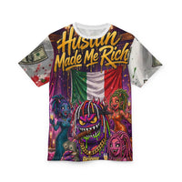 OUTRLIMIT Hustlin Made Me Rich AOP Tee - Italian Words