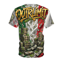 OUTRLIMIT Hustlin Made Me Rich AOP Tee - Italian Words