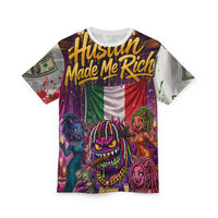 OUTRLIMIT Hustlin Made Me Rich AOP Tee - Italian Words