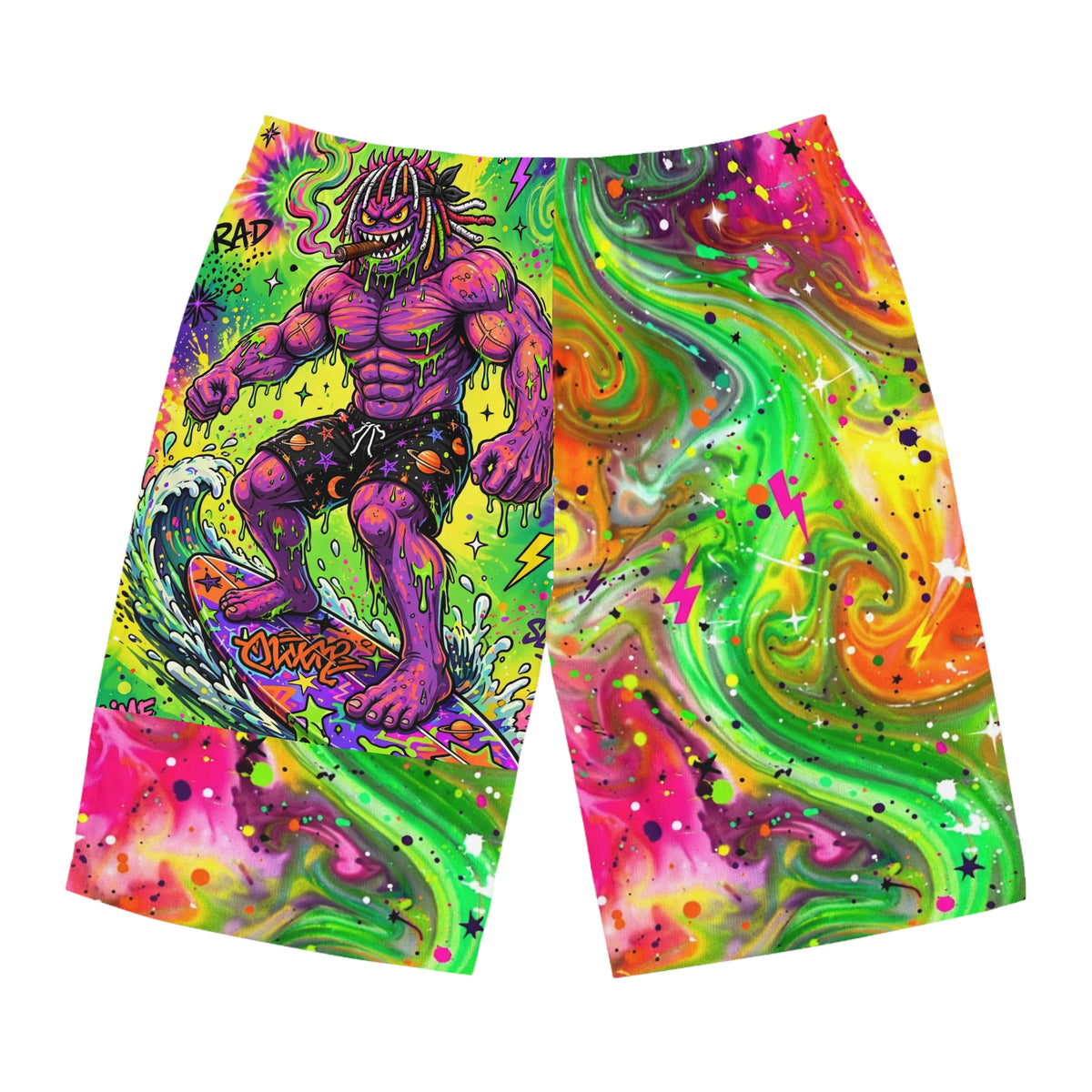 OUTRLIMIT Neon Drippy Surf AOP Board Shorts