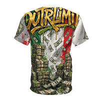 OUTRLIMIT Hustlin Made Me Rich AOP Tee - Italian Front & Back