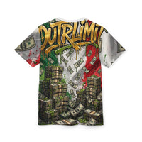 OUTRLIMIT Hustlin Made Me Rich AOP Tee - Italian Front & Back