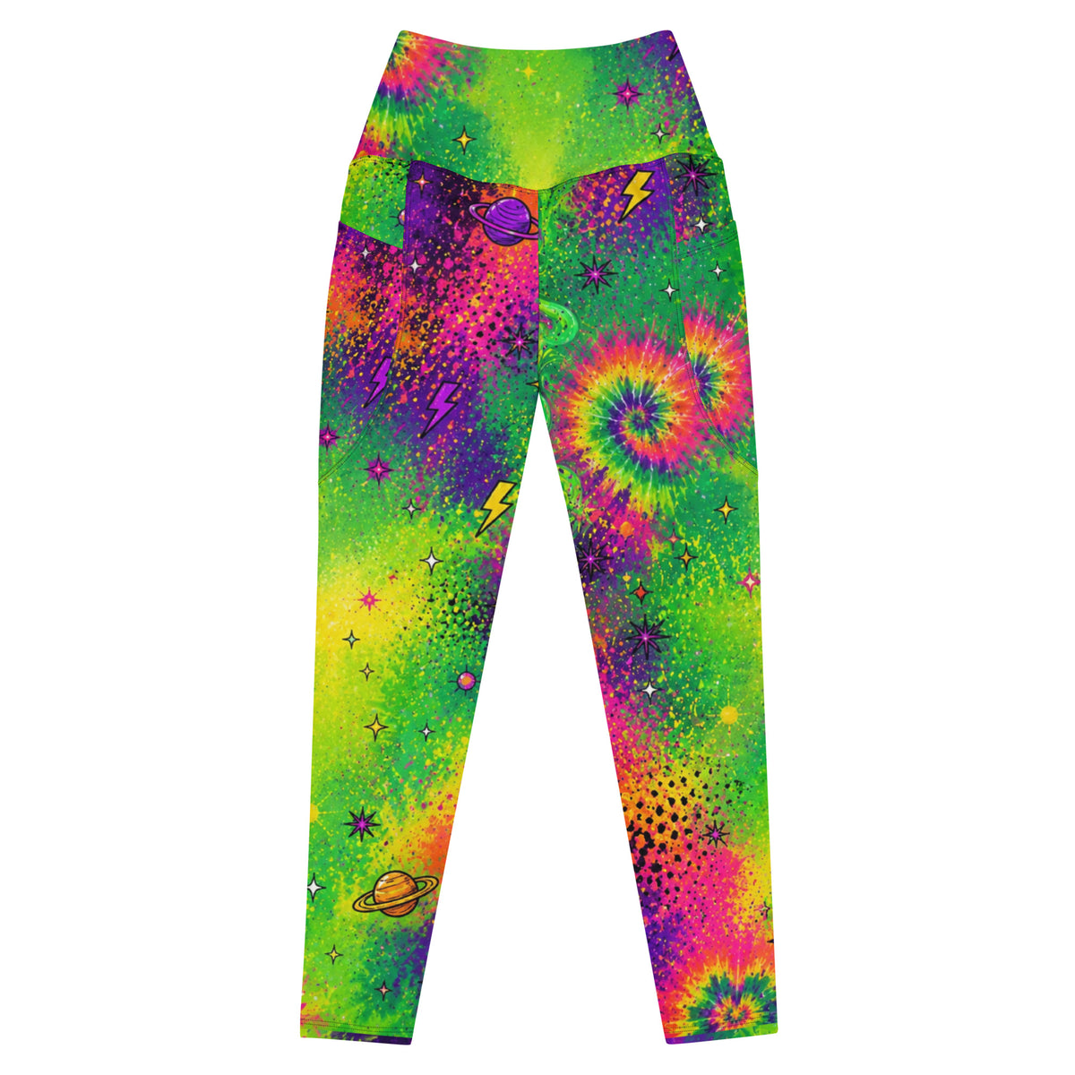 OUTRLIMIT Neon Galaxy All-Over Print Leggings with Pockets