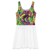 OUTRLIMIT Neon Galaxy All-Over Print Skater Dress