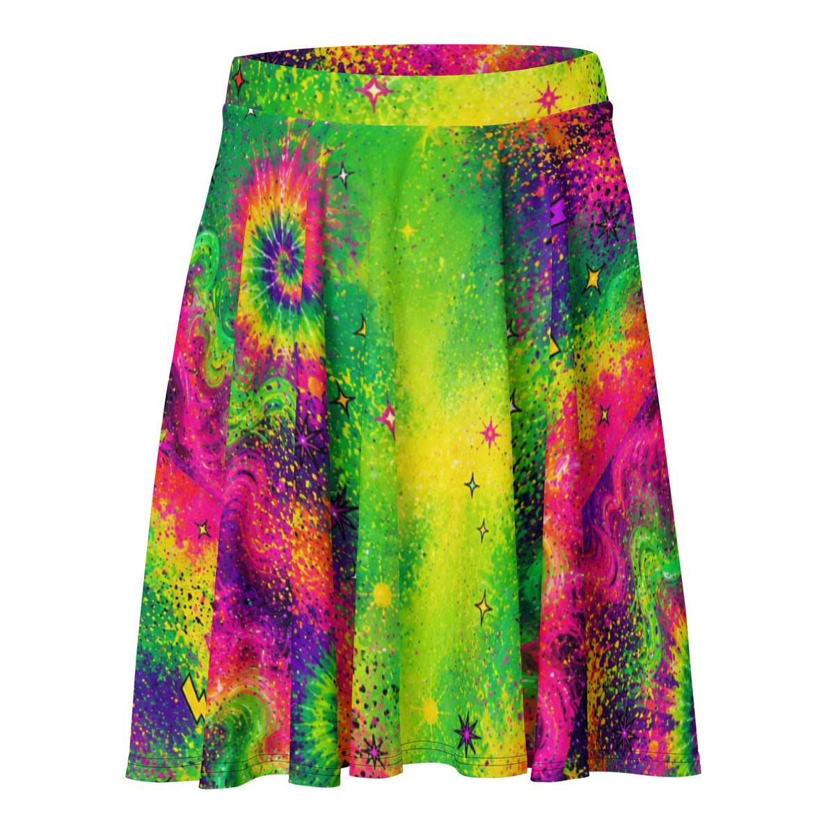 OUTRLIMIT Neon Galaxy All-Over Print Skater Skirt